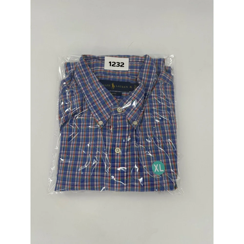 Ralph Lauren Men's Slim Fit Plaid Button Down Shirt Long‎ Sleeve XL